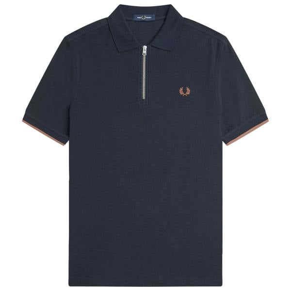 Fred Perry Crepe Pique Zip Neck Polo Shirt