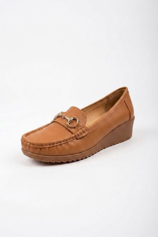 Constance Faux Leather Wedge Loafers - Camel