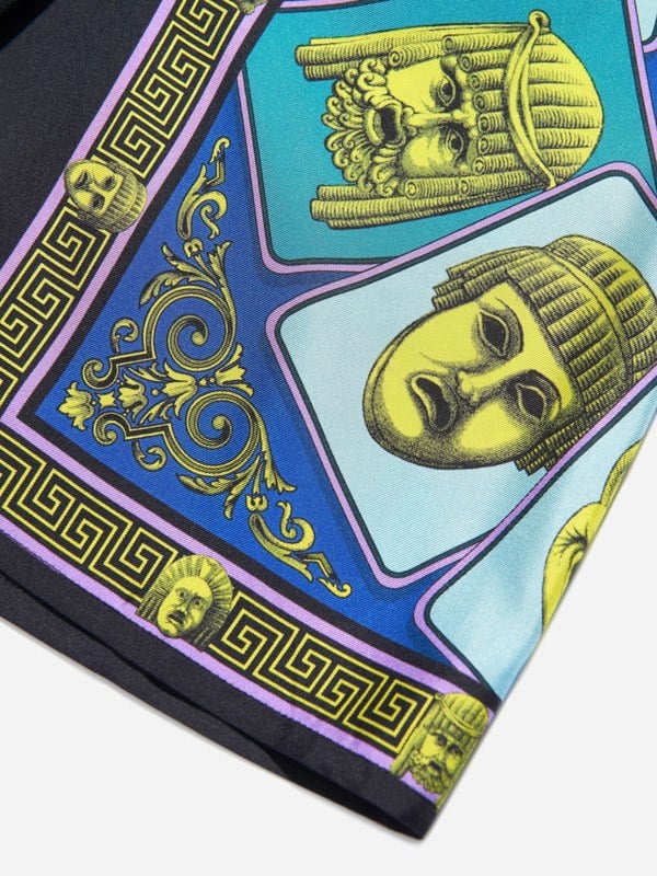 Versace Boys Maschere Silk Shorts in Green