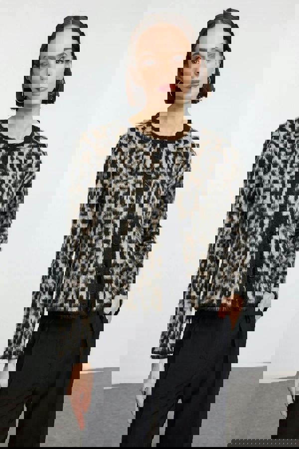 WOVCOR Leopard Print Knit Cardigan