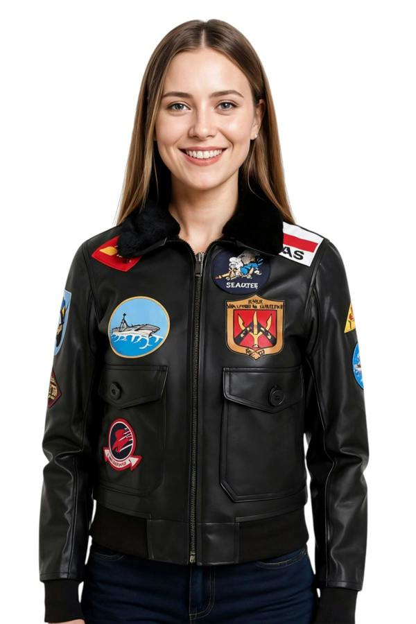Infinity Leather Women's A2 Top Gun Leather Bomber Jacket-Sunbury