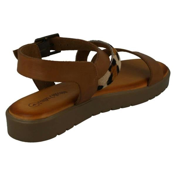 Leather Collection Ladies Leather Collection Flatform Sandals F00204