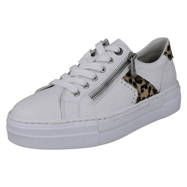 Rieker Ladies Rieker Leather Leopard Print Trainers N4924