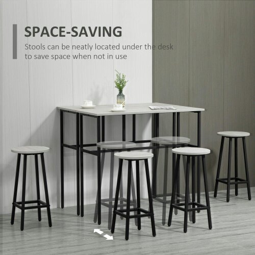 Wyld Haus Lura Rika Metal Grey 6 Piece Bar Dining Set With 4 Stools