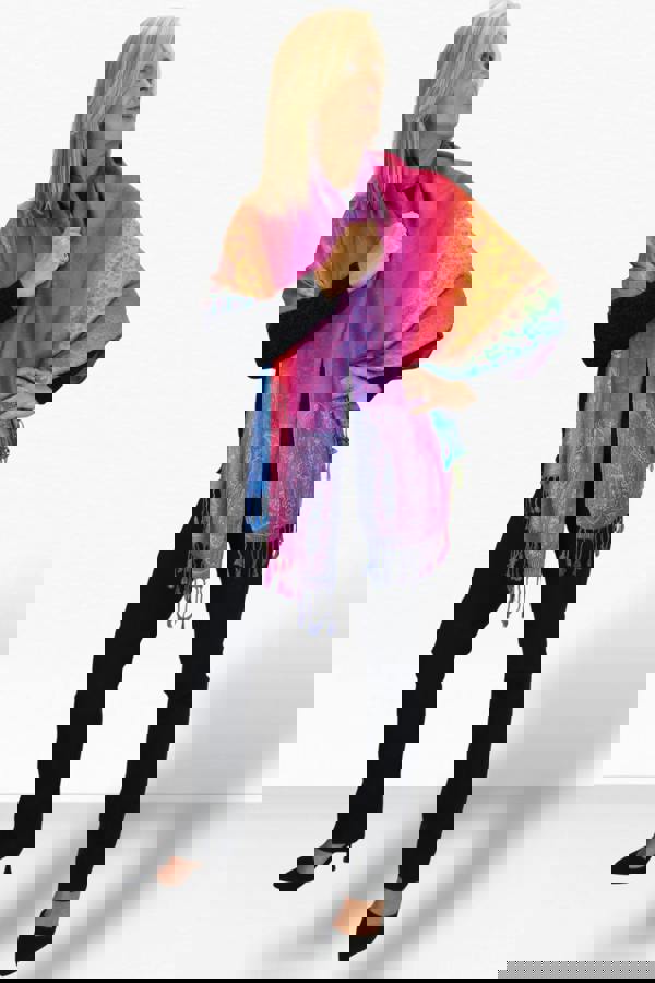 Paulo Due Rainbow Floral Paisley Pashmina Shawl Scarf