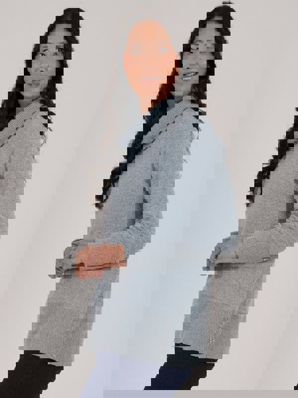 PennyPlain Rib Hem Cowl Tunic - Glacier