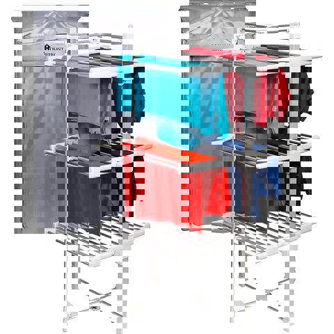 Homefront Electric Heated Clothes Airer Dryer Rack 330W Indoor 3-Tier Drier with Zip Up Cover for Even Faster Drying