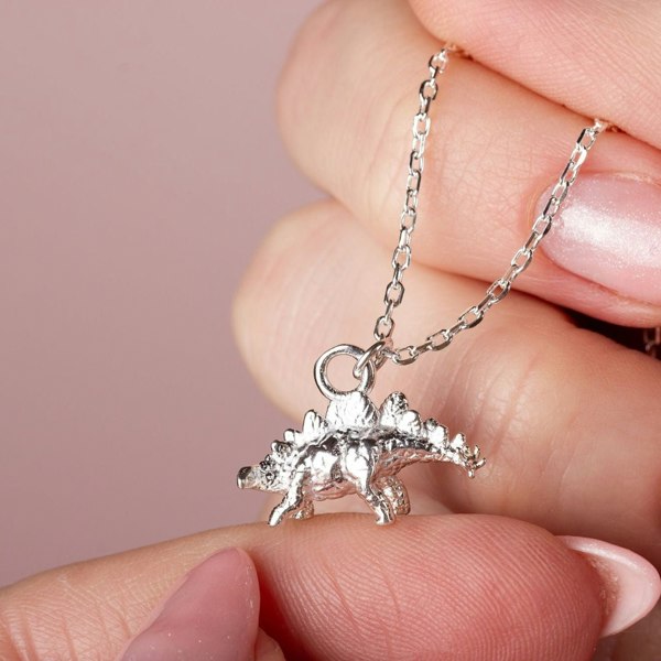Stegosaurus Silver Necklace - Personalised - MYLEE London