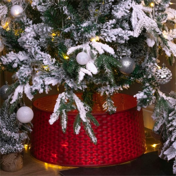 St Helens Christmas Treet Skirt Rattan Style, Red