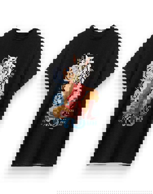 Avatar: The Last Airbender Boys Black Aang & Momo Short Sleeved T-Shirt