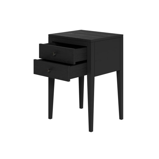 Wyld Haus Itabira Black Wood Grain 2 Drawer Bedside Table