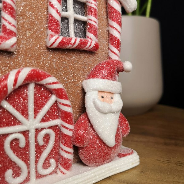 Samuel Alexander 20cm Battery Operated LED Gingerbread Santa Candy Cabin Christmas Decoration