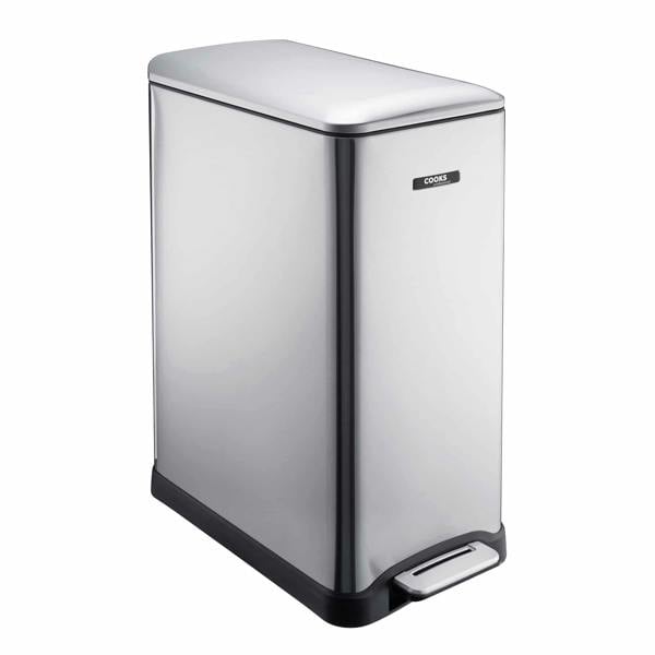 Cooks Professional 50L Dual Recycling Slimline Pedal Bin | Silver