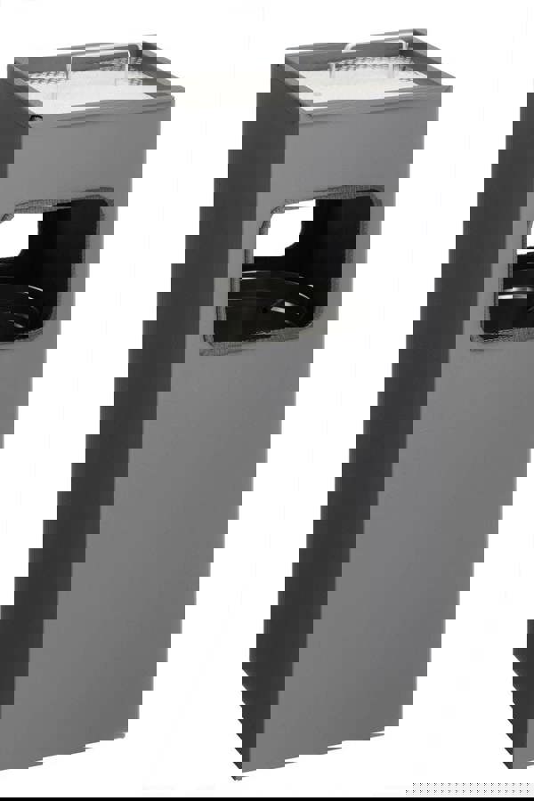 Durable Square Metal Waste Bin with Integrated Sand Ashtray | 17L | Charcoal