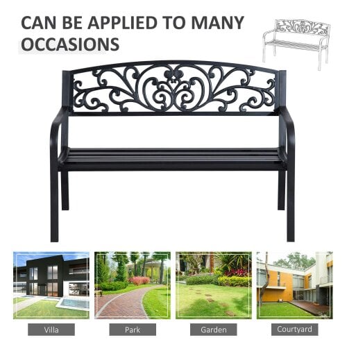 Wyld Haus Saradi Taro Steel Black 2 Seater Outdoor Garden Bench