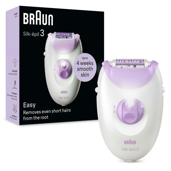 Braun Silk-epil 3, Corded Epilator For Hair Removal, Weeks Of Smooth Skin, 3-000 - Purple