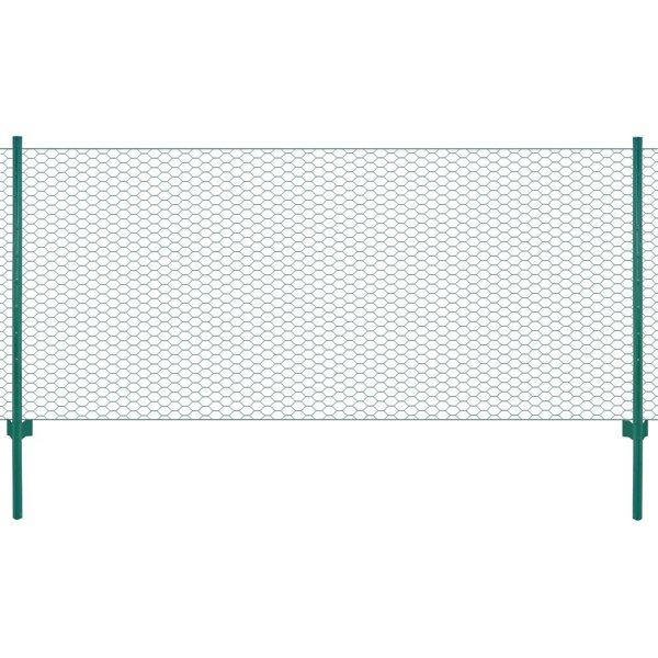 Berkfield Wire Mesh Fence with Posts Steel 25x0.5 m Green