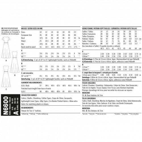 New Look Sewing Pattern 6600, Dresses for Women, A (10-12-14-16-18-20-22) - Intermediate