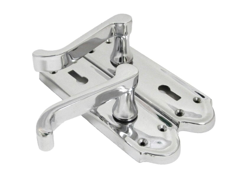 EDH Door Hardware Polished Chrome Lock Door Handles Ashford Ashworth Victorian Scroll Door 170mmx1