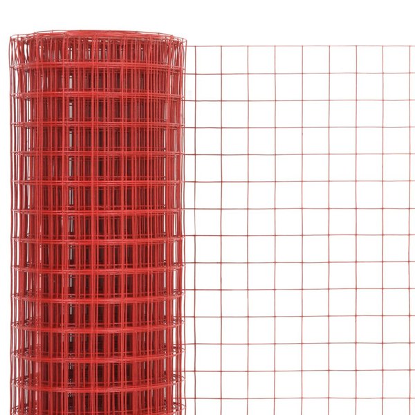 Berkfield Chicken Wire Fence Steel with PVC Coating 10x0.5 m Red