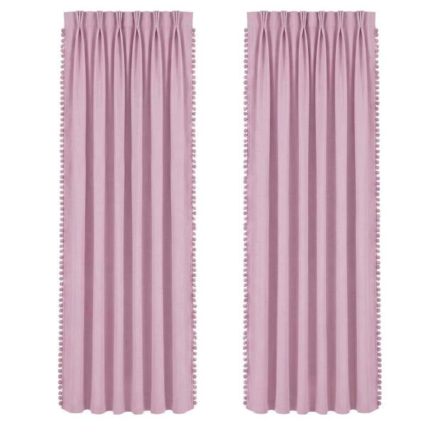 Marlow Pink Pom Pom Curtains for Nursery & Baby Girls Room  2 Panels