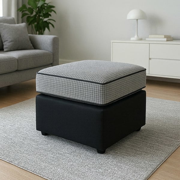 Furnishings For Less Portland Mixed Fabric Footstool