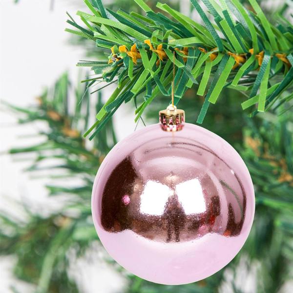 Shatchi 15cm 3 Pack Pale Pink Shatterproof Christmas Baubles for Tree, Garland and Home Decor