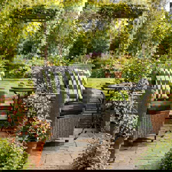 Scatter Cushions WATERPROOF (18"x18") - Garden Outdoor Sofa Cushions Pillows UK Made GREEN & WHITE STRIPE The Garden Furniture Shop