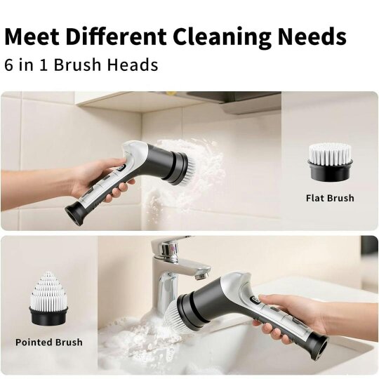 Havendro Electric Spin Scrubber Cordless Power Scrubber with 6 Replaceable Brush Heads