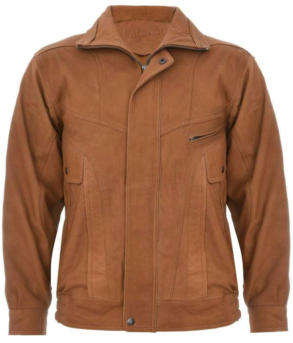 Infinity Leather Mens Leather Bluson Tailored Bomber Jacket