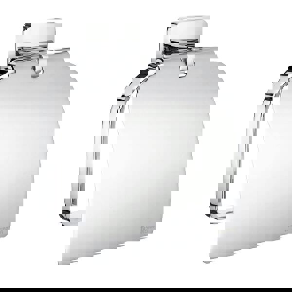 Polished chrome toilet roll holder with lid