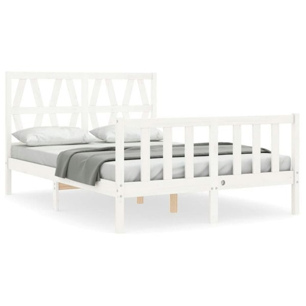 Berkfield Bed Frame with Headboard White 120x200 cm Solid Wood