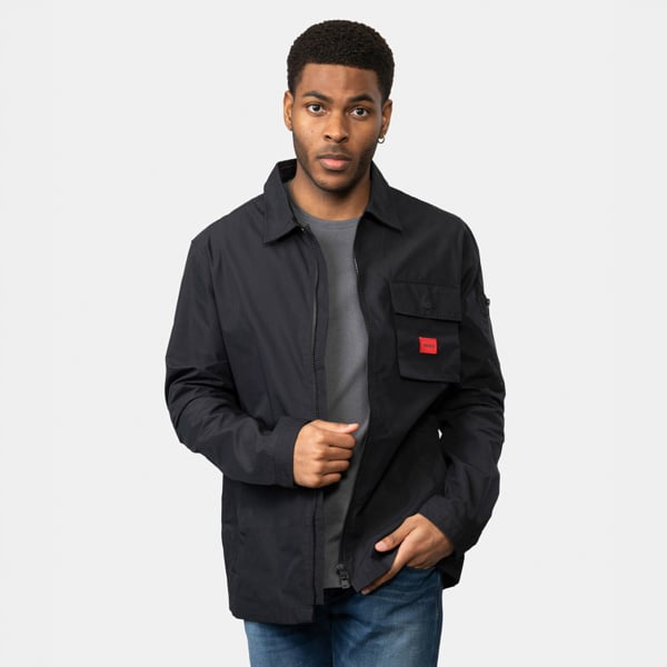 HUGO Emmond Mens Zip Overshirt - Black 001