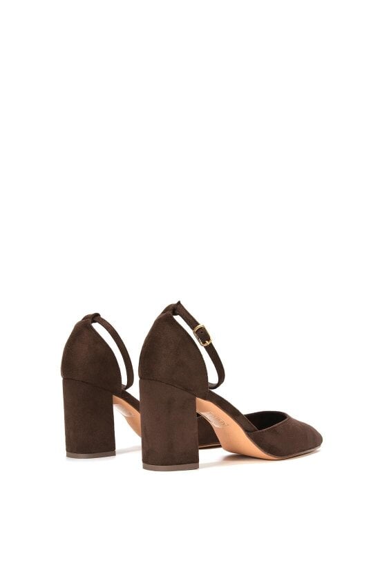 XY LONDON Ankle Strap Block Heel Court Shoes