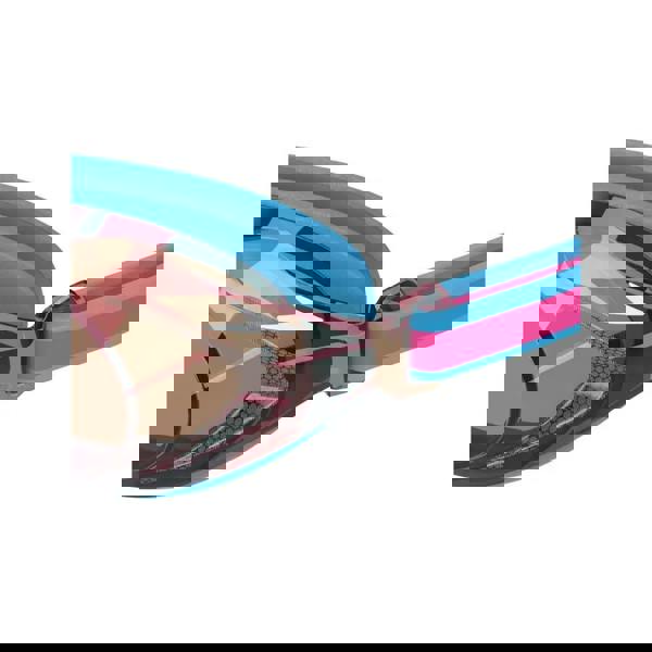 Speedo Vanquisher 3.0 mirrored junior swim goggles in blue and pink with clear lenses