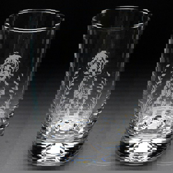 Glyptic Glass Art Cockapoo Dog Whiskey Tumbler Glass - Hand Etched/Engraved Gift