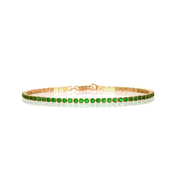 Zavana Dainty 2.5 mm Green Gold Tennis Bracelet with Green Cubic Zirconia Stones for Women