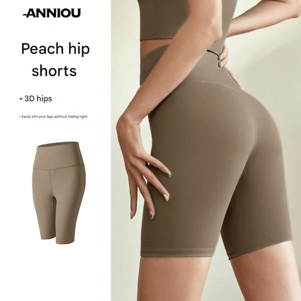 Anniou High-Waisted Women's Quick Dry Yoga Shorts - cocoa