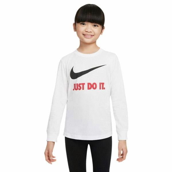Nike Childrens/Kids Just Do It Swoosh Long-Sleeved T-Shirt - White - 
