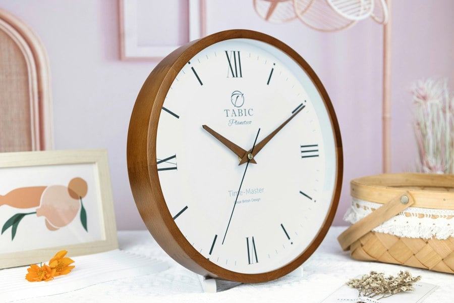 Tabic Time Clock - Planeteco Time Master - Roman numeral wall clock for home decor.