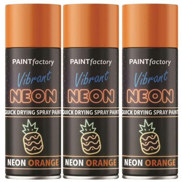 Paint Factory 3X  Fluorescent Neon Orange Spray Paint 200ml