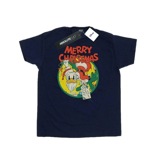 Disney Mens Donald Duck Merry Christmas T-Shirt - Navy Blue