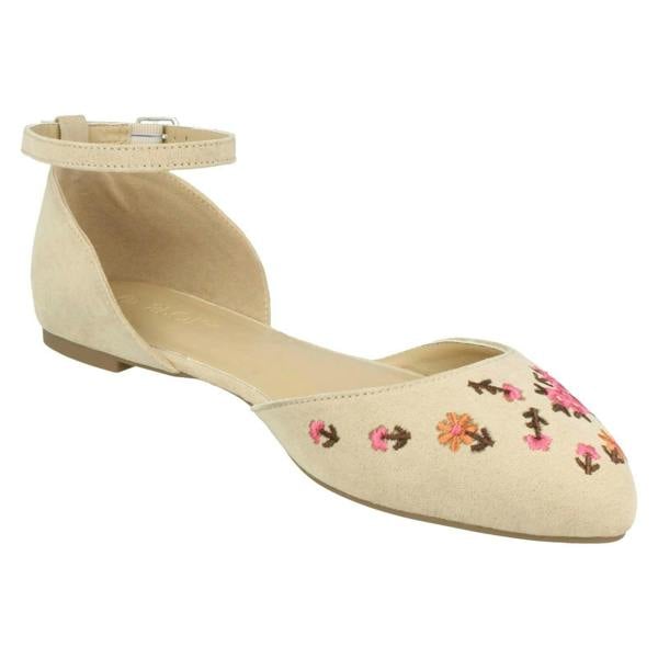 Spot On Ladies Spot On Ankle Strap Ballerinas