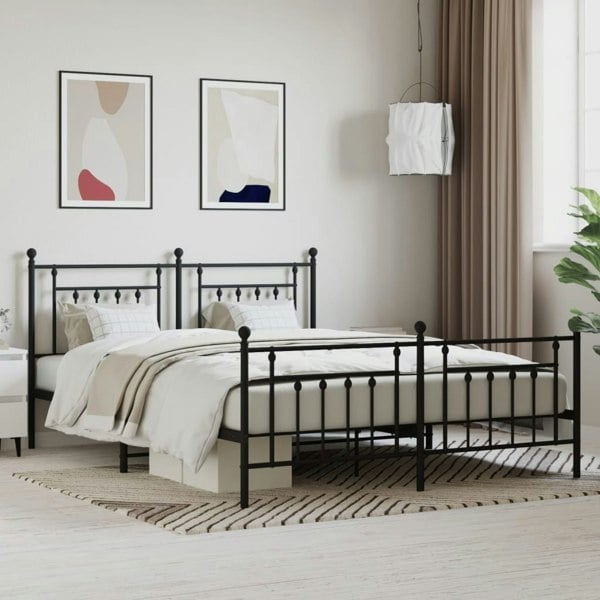 Berkfield Metal Bed Frame with Headboard and Footboard Black 180x200 cm