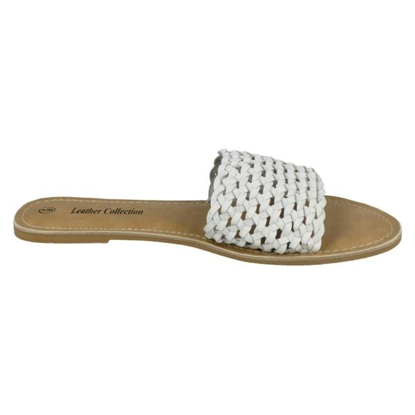 Leather Collection Ladies Leather Collection Flat Weave Mule Sandals