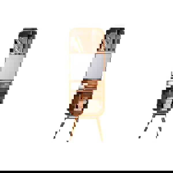 Kya Bookcase, Wood Shelving Unit-Weilai Concept-Tall-Brown-White-Weilai Concept