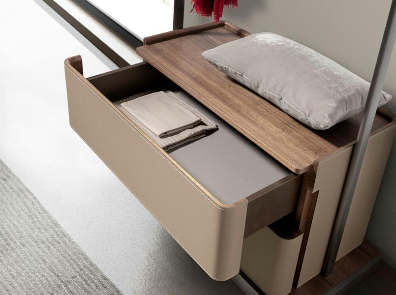 Angel Cerdá Mink leatherette, walnut, and stainless steel coat rack 3282