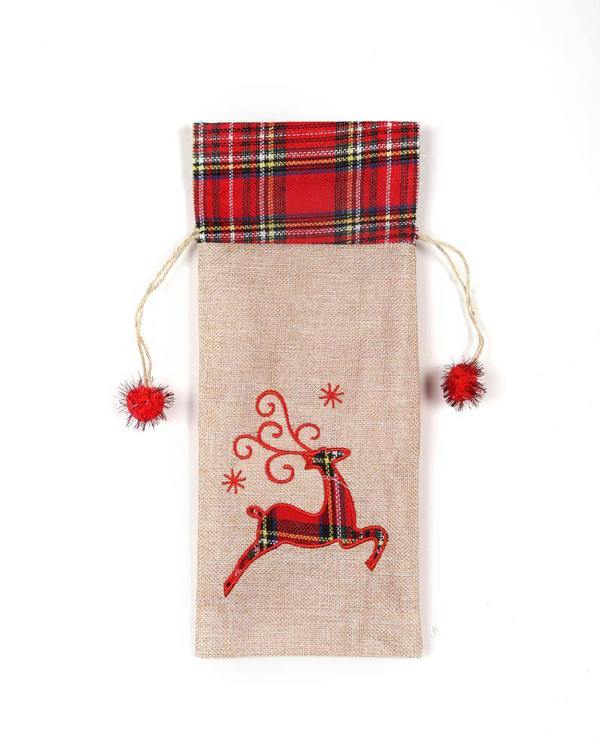 4 Pack Christmas Wine Bottle Cover Bags with Drawstring, Festive Printed Novelty Table Decorations image 6