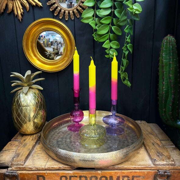 Love Frankie Neon Yellow & Pink Candle