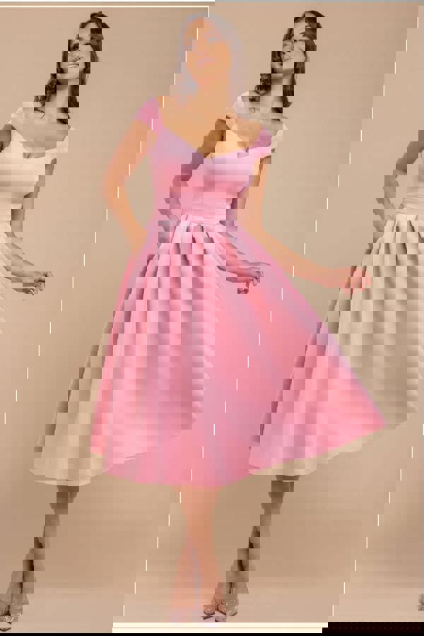 Scuba Foam Skater Midi Dress - Blush Pink DR4133